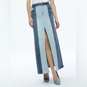 NWT Alice + Olivia 2 tone denim skirt